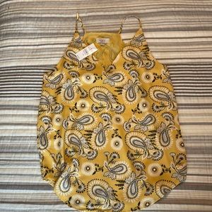 LOFT NWT Strappy Camisole Tank Top Shell Mustard Yellow Size S